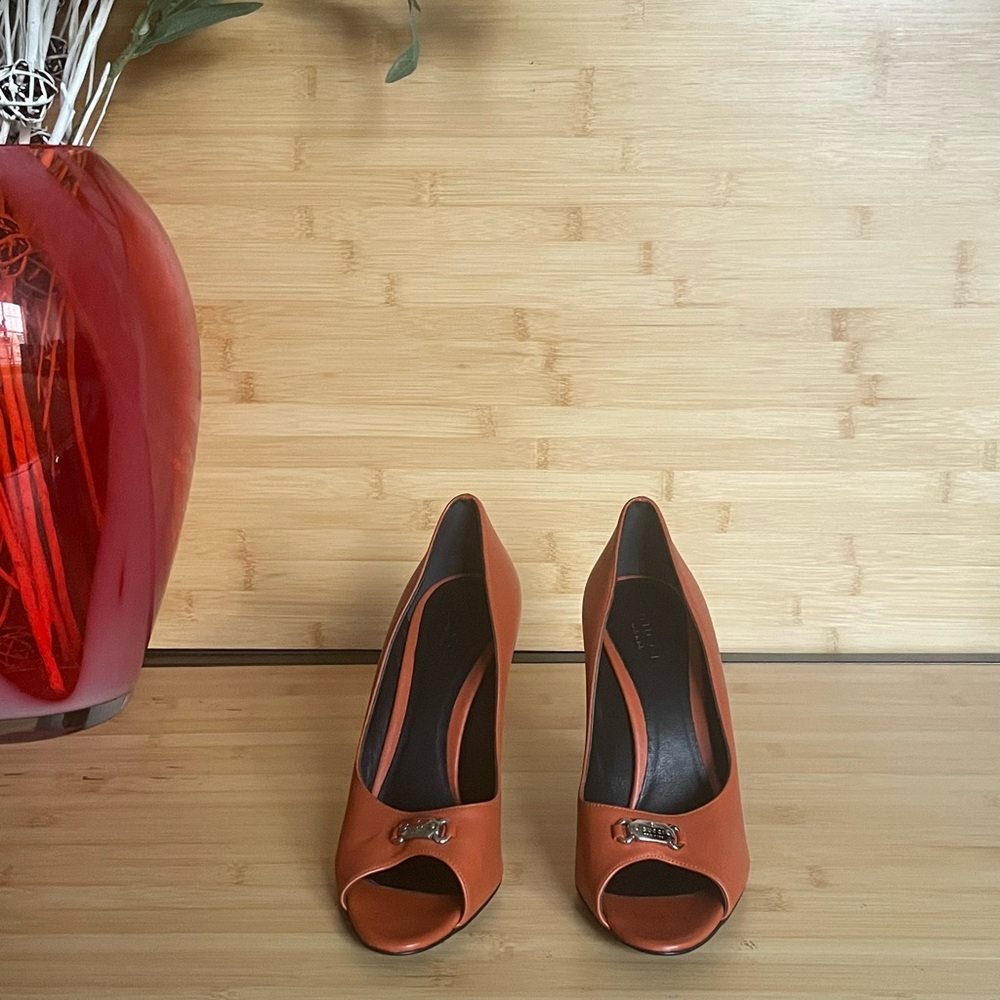 Gucci Brown Peep-Toe Women's Shoes